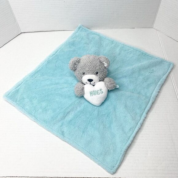 Build a Bear Workshop Teddy Bear Rattle Plush Lovey Security Blanket Blue Gray - Picture 1 of 7